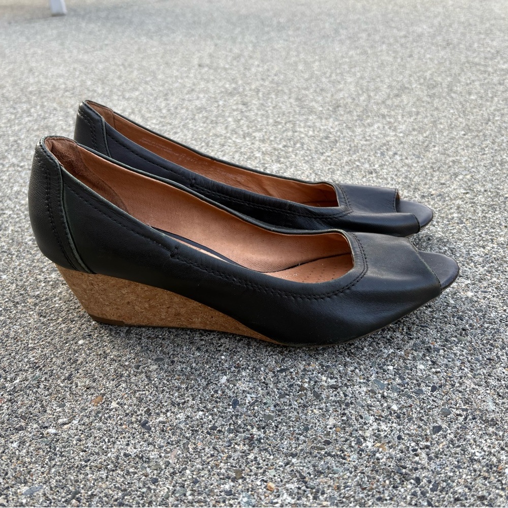 Clark’s Black Wedge Peep Toe Shoes